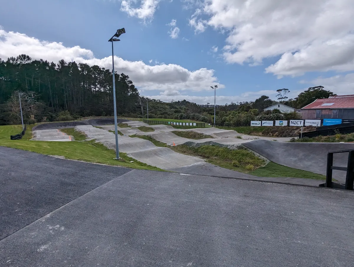 BMX track with rollers and berms at Te Rangi Hiroa Youth Park Adventure Playground, Ranui