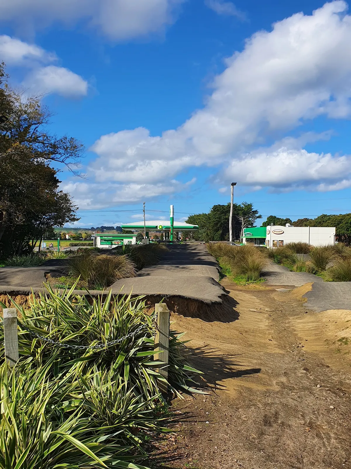 Sealed pump track humps and jumps at the bike park next to Springvale Park playground, Whanganui